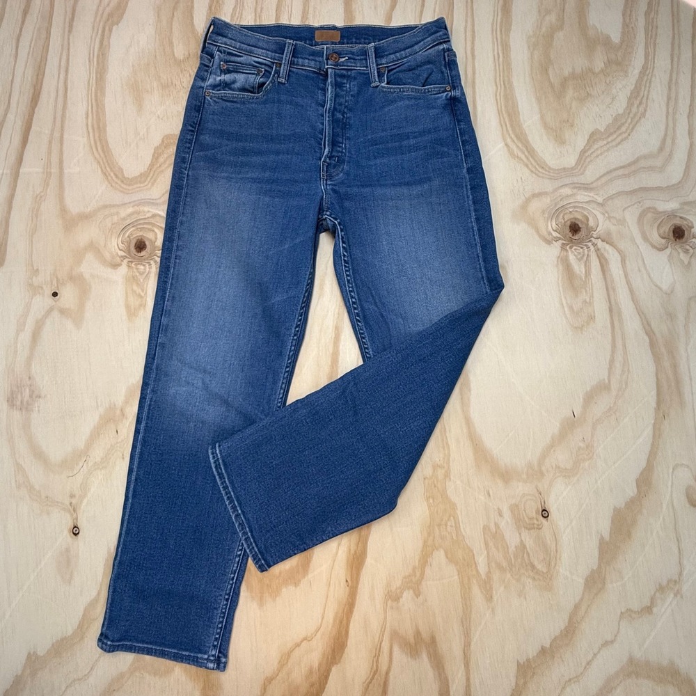 Mother The Tomcat Layover High Rise Straight Leg Jeans 29 1364-1008 Blue